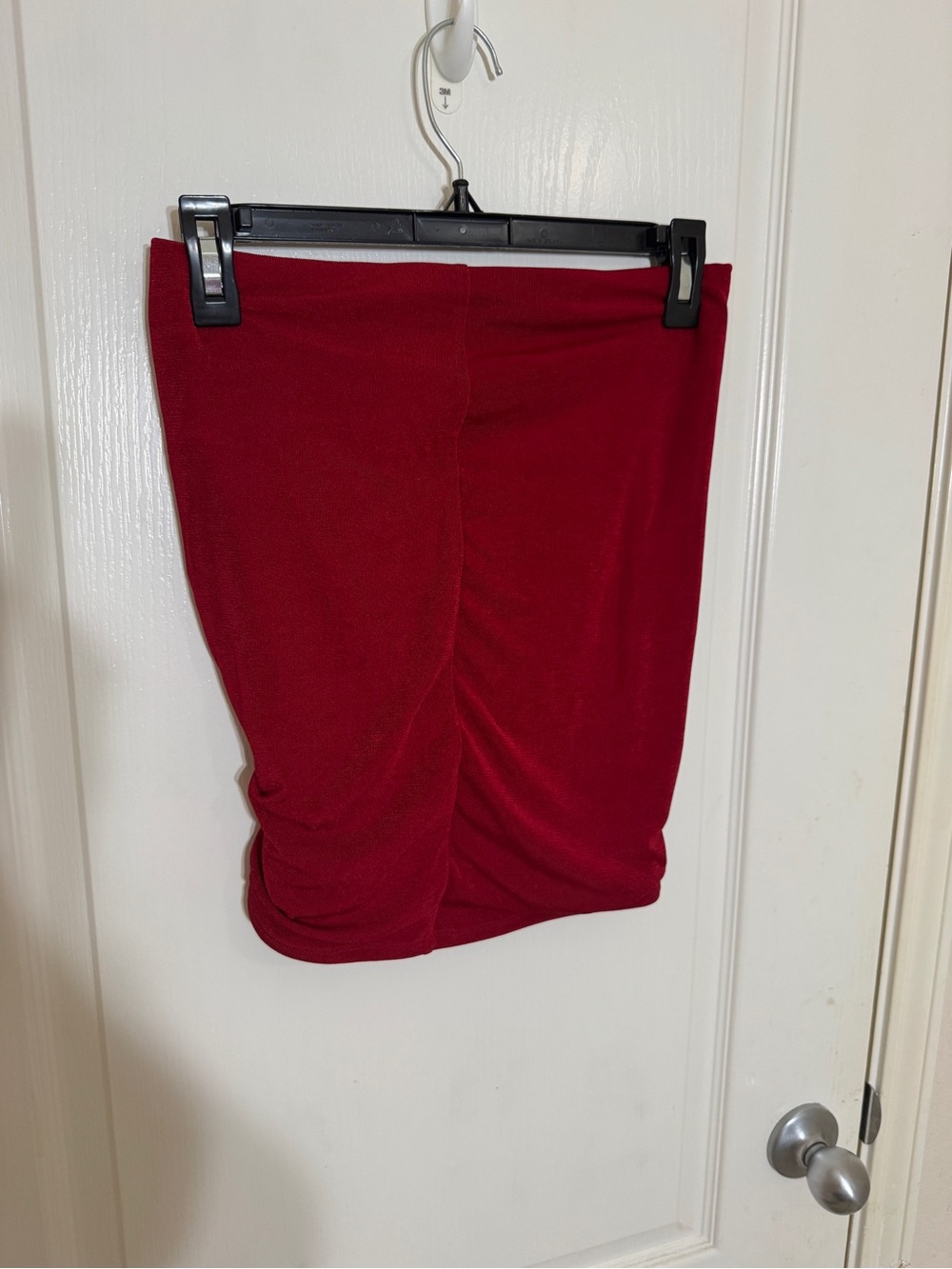 Naked Wardrobe Red Side Ruched Bodycon Mini Skirt Night Out Y2K Party M - Picture 3 of 5
